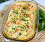 Camarões com batatas